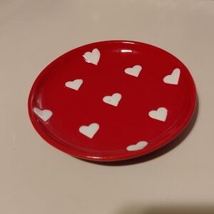 Red Heart Pattern Plate/Soap Dish NEW